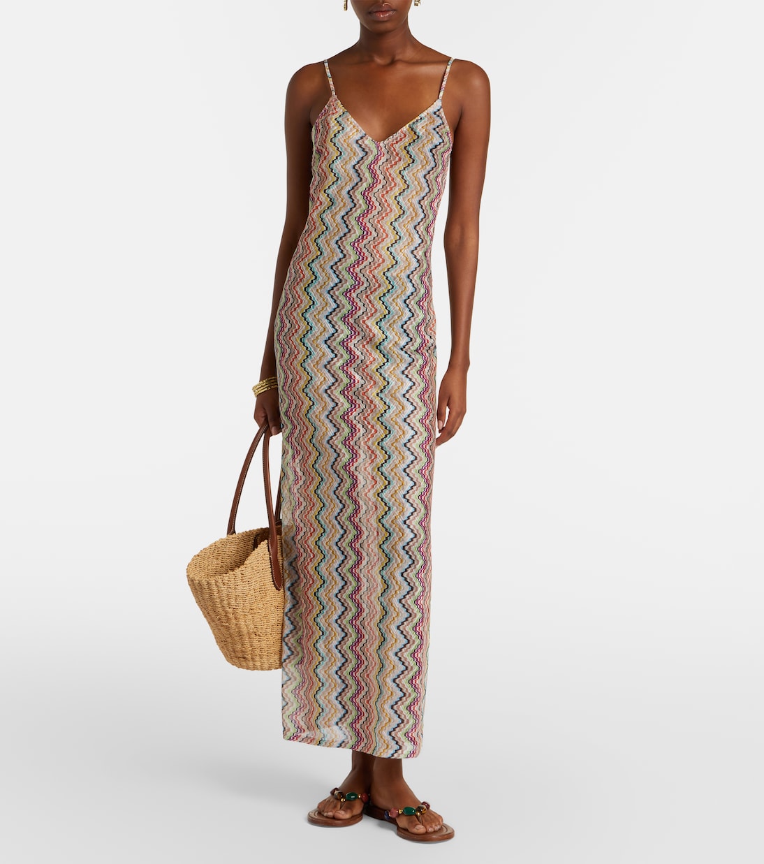 Zigzag lamé maxi dress | Missoni