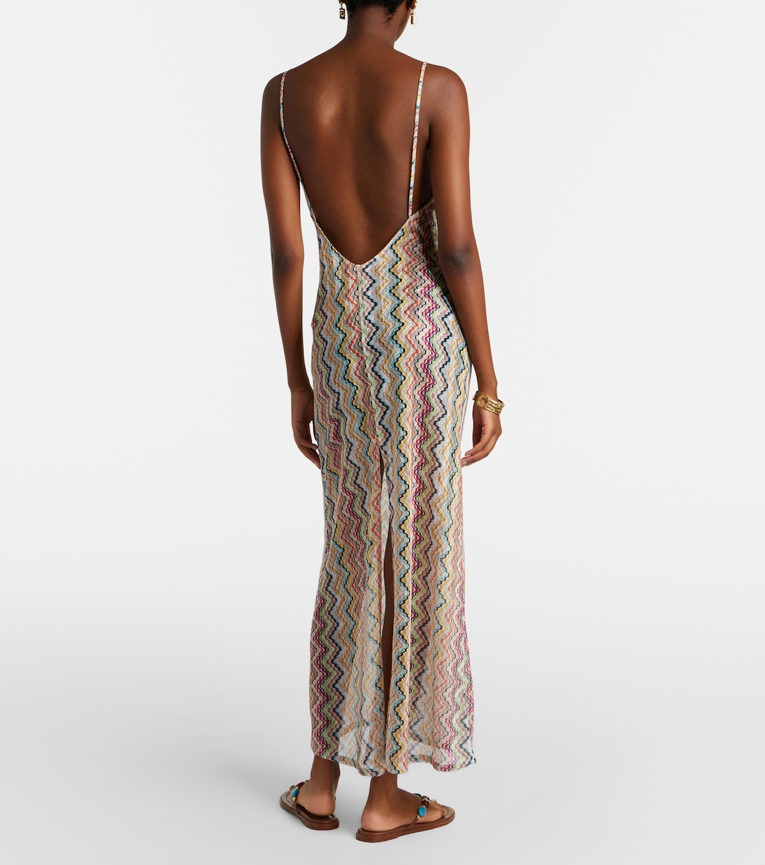 Zigzag lamé maxi dress | Missoni