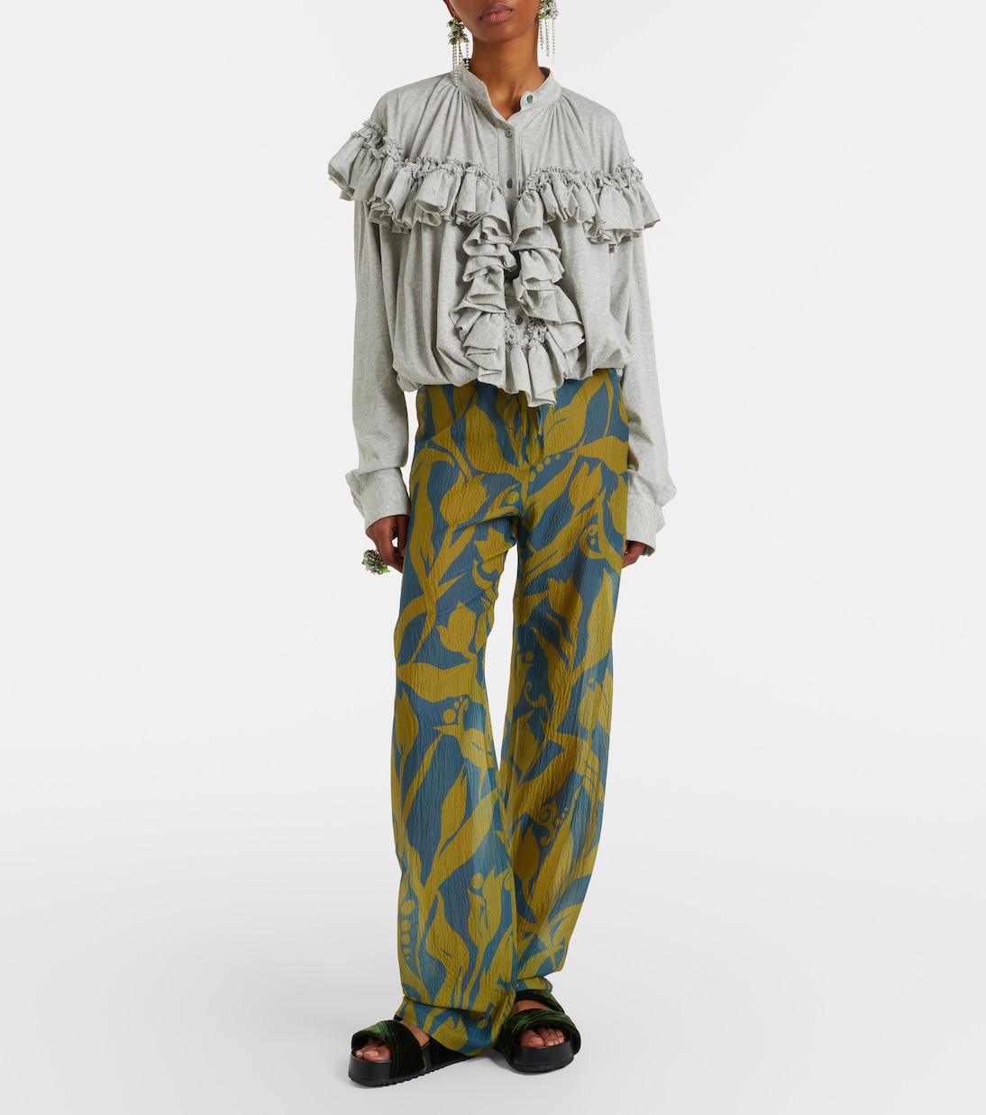 Pachas printed silk straight pants | Dries Van Noten