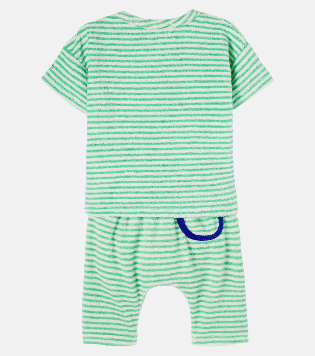 Baby Green Stripes cotton-blend T-shirt and pants set | Bobo Choses