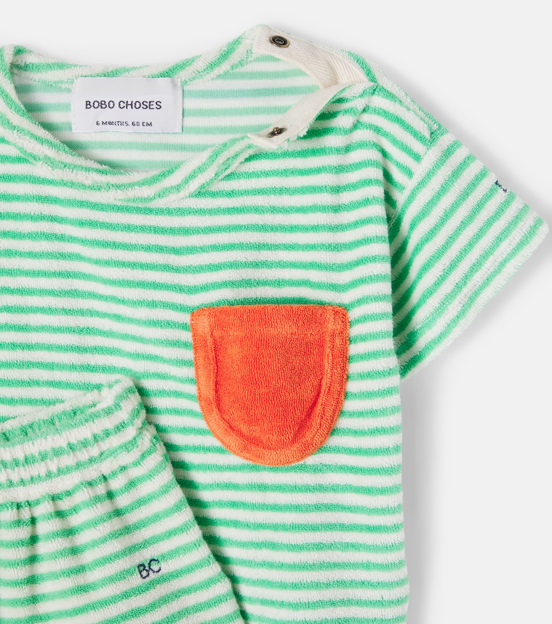 Baby Green Stripes cotton-blend T-shirt and pants set | Bobo Choses