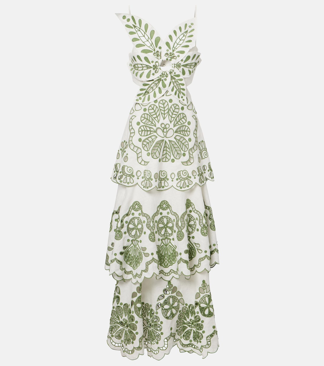 Broderie anglaise tiered linen maxi dress | Farm Rio