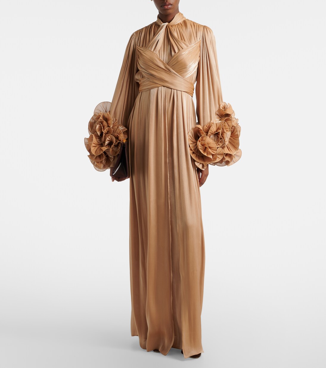 Ruffled Lurex georgette gown | Costarellos