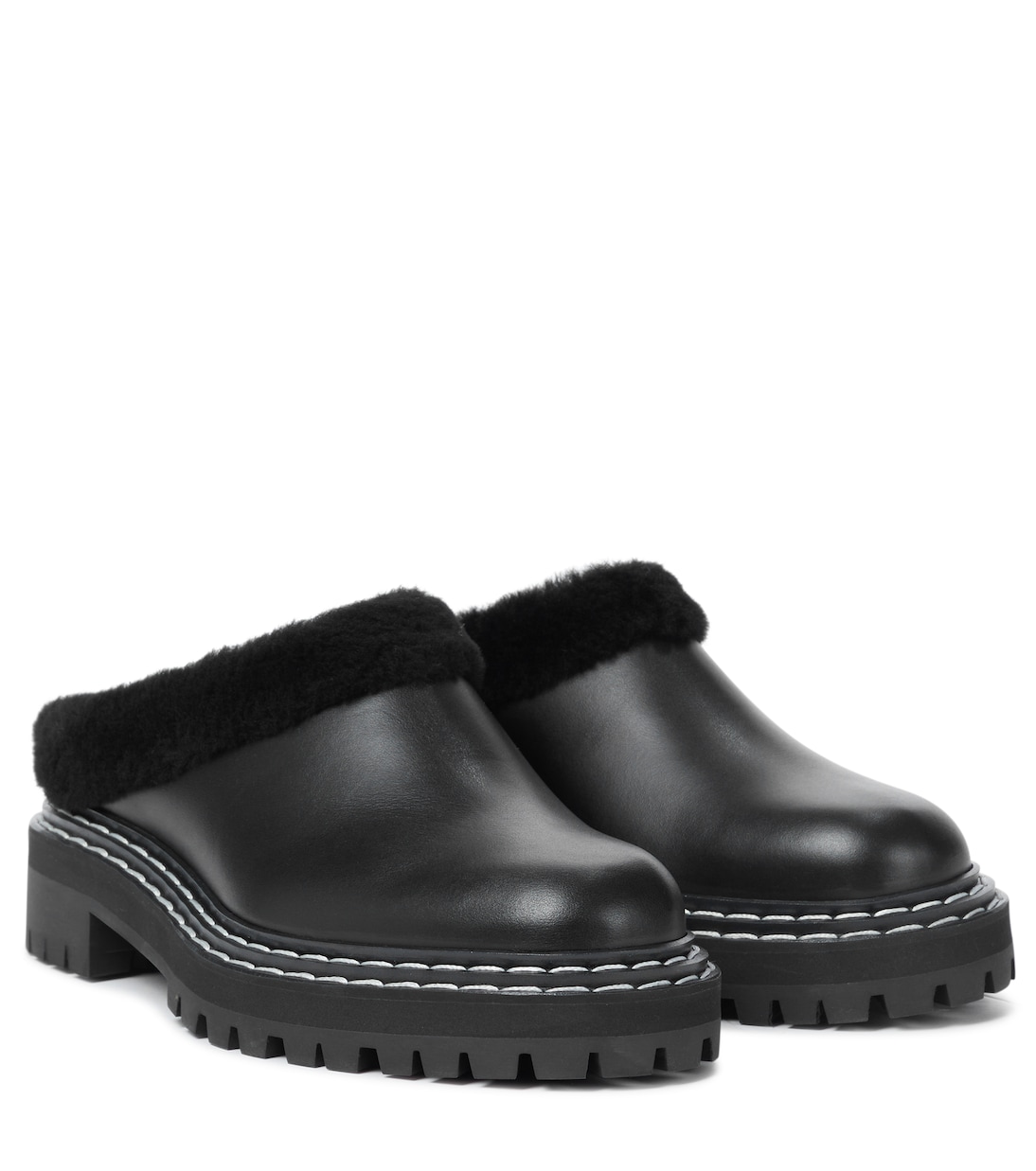 Slippers in pelle con shearling | Proenza Schouler