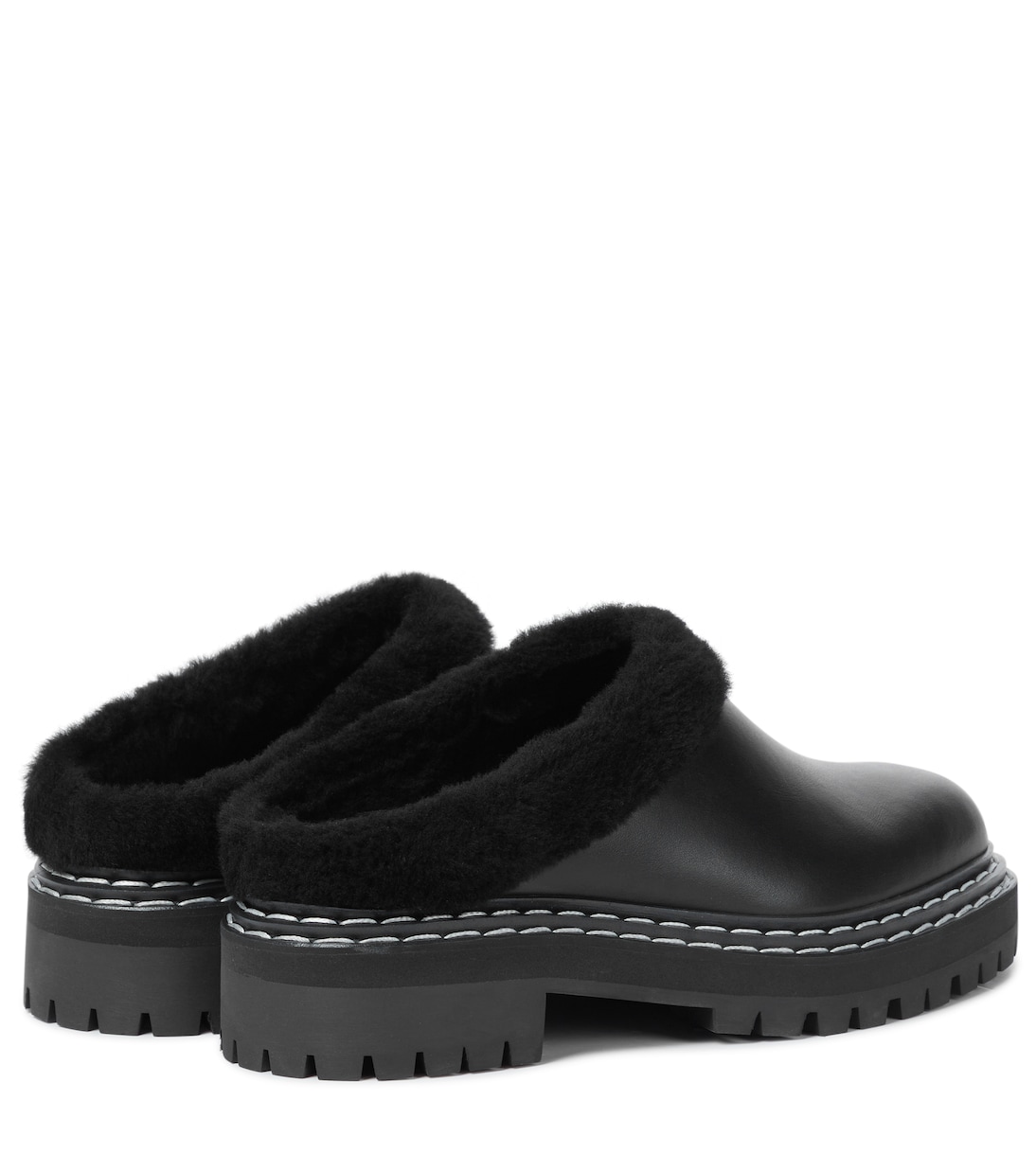 Slippers in pelle con shearling | Proenza Schouler