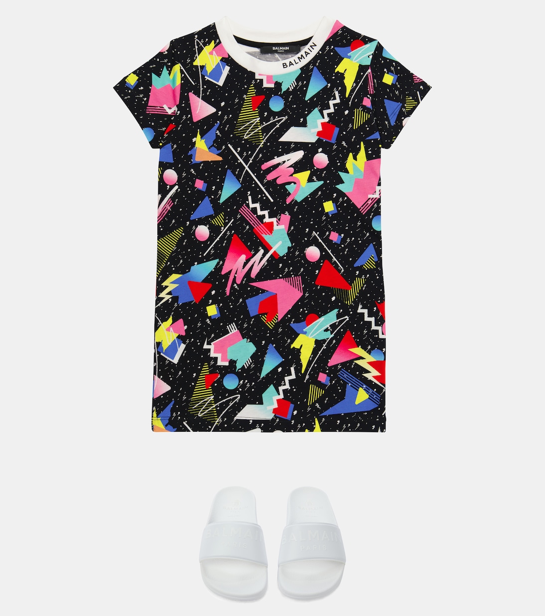 Robe en coton imprimé | Balmain Kids