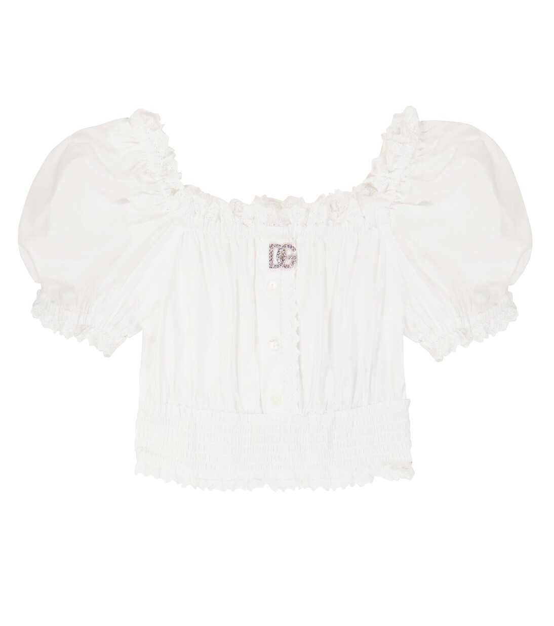 Broderie anglaise cotton top | Dolce&Gabbana Kids