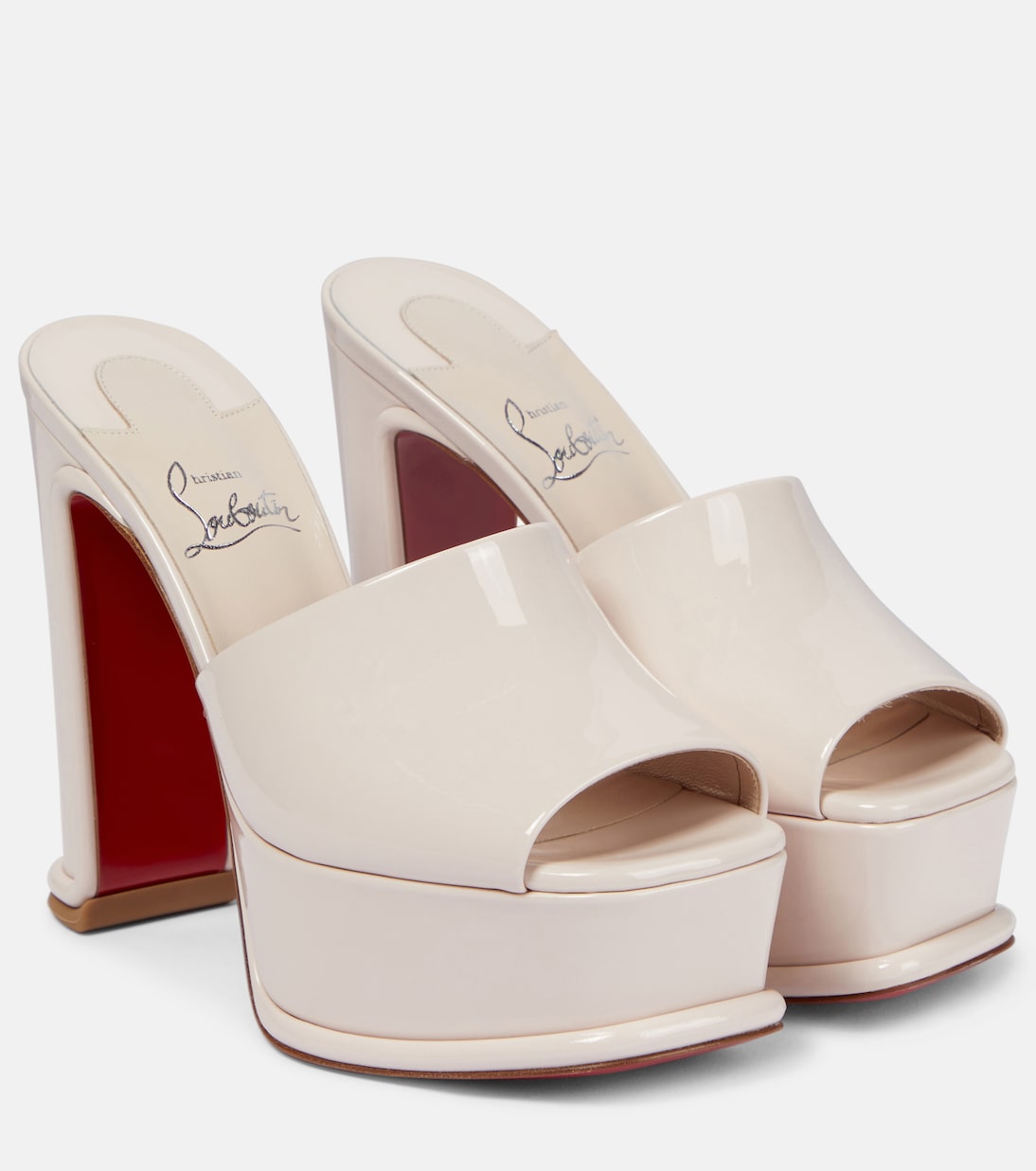 Mules Amali Alta à plateau en cuir verni | Christian Louboutin