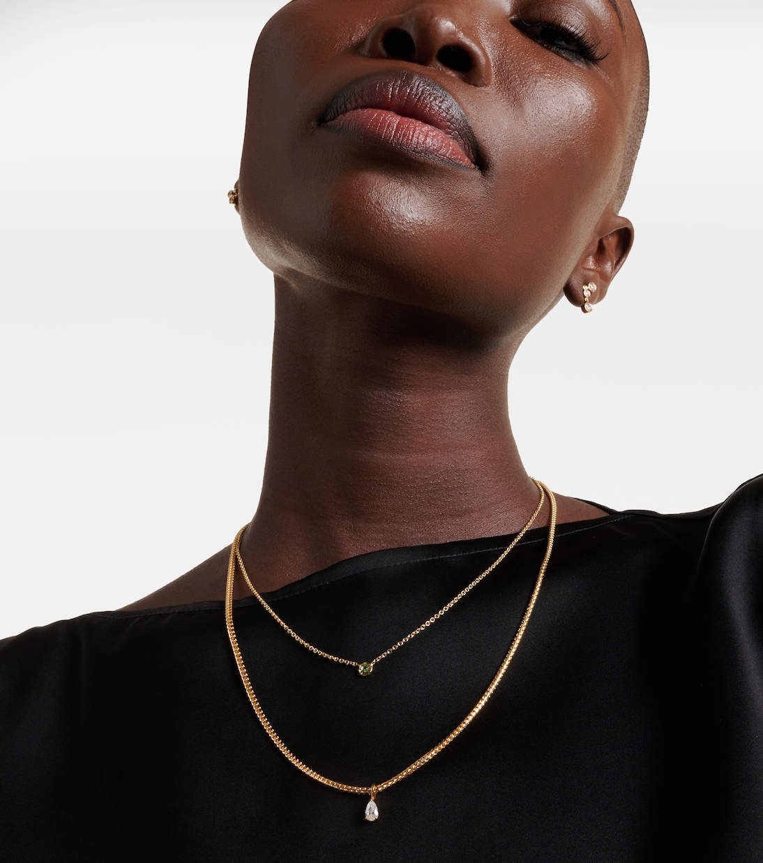 Nesting Gem 18kt gold necklace with emerald | Octavia Elizabeth