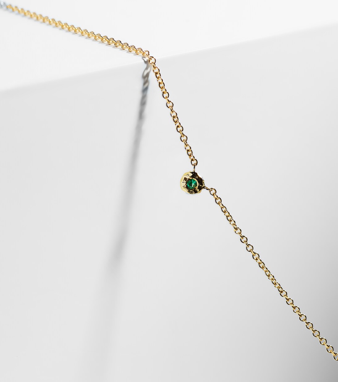 Nesting Gem 18kt gold necklace with emerald | Octavia Elizabeth