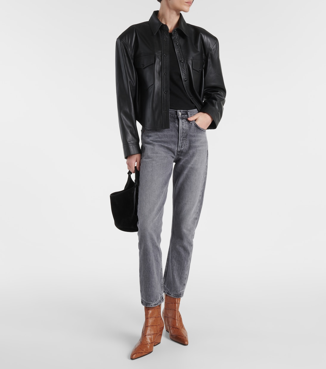 Jane croc-effect leather knee-high boots  | Paris Texas