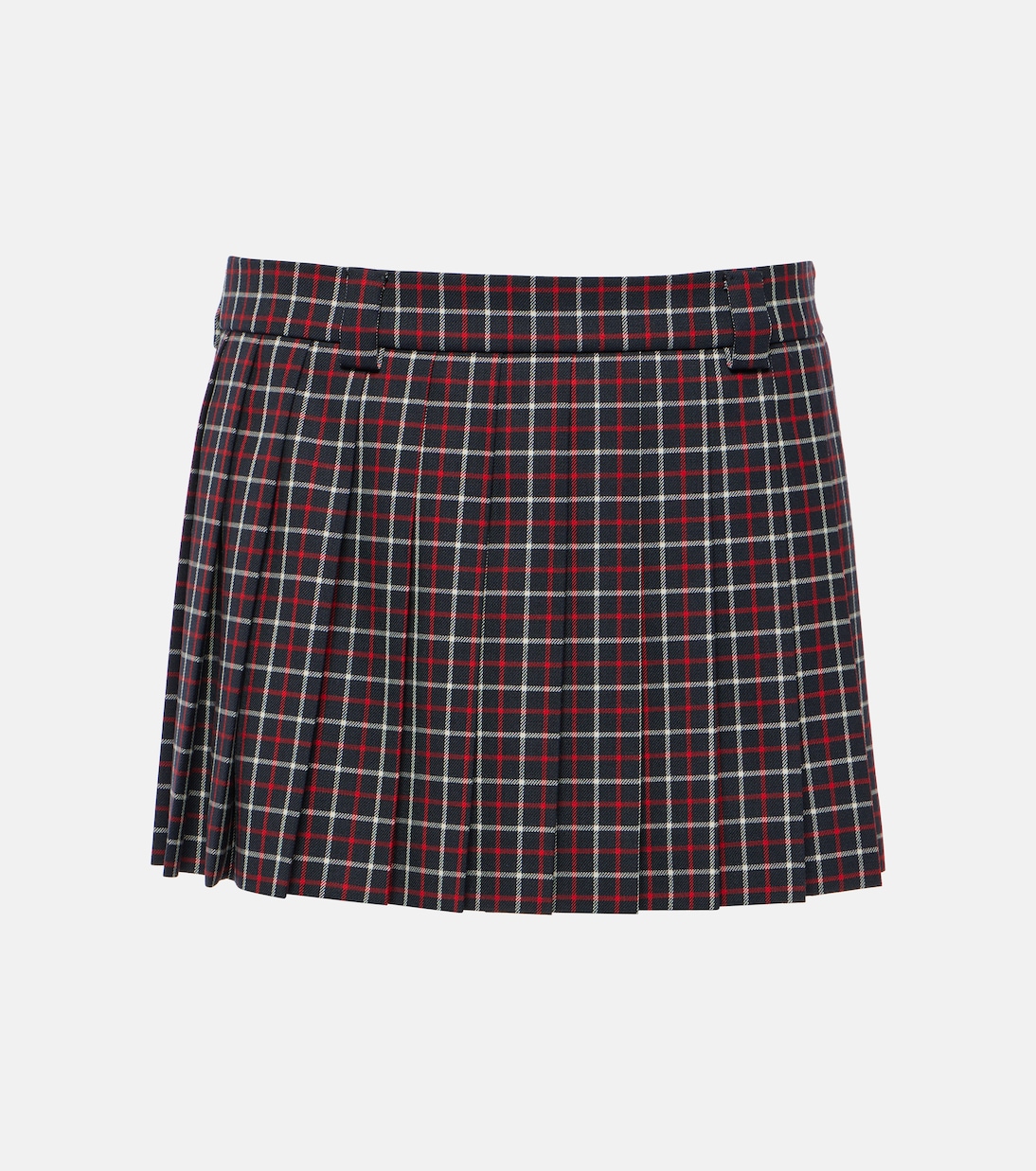 Checked pleated virgin wool miniskirt | Miu Miu