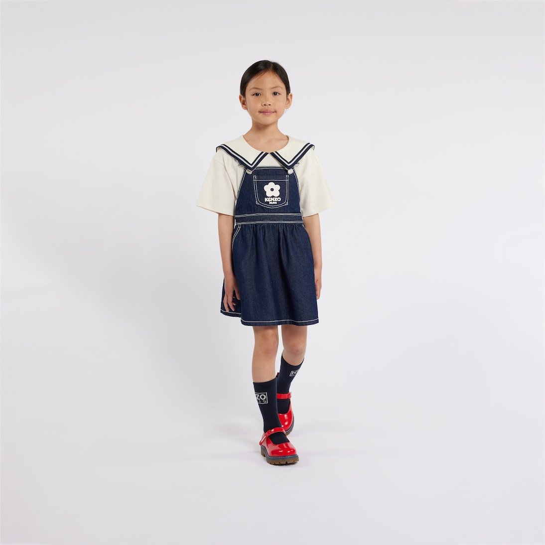 Logo embroidered denim dress | Kenzo Kids