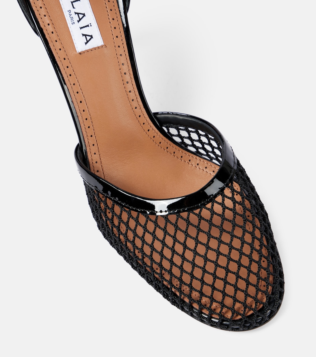 Escarpins en résille et cuir | Alaïa