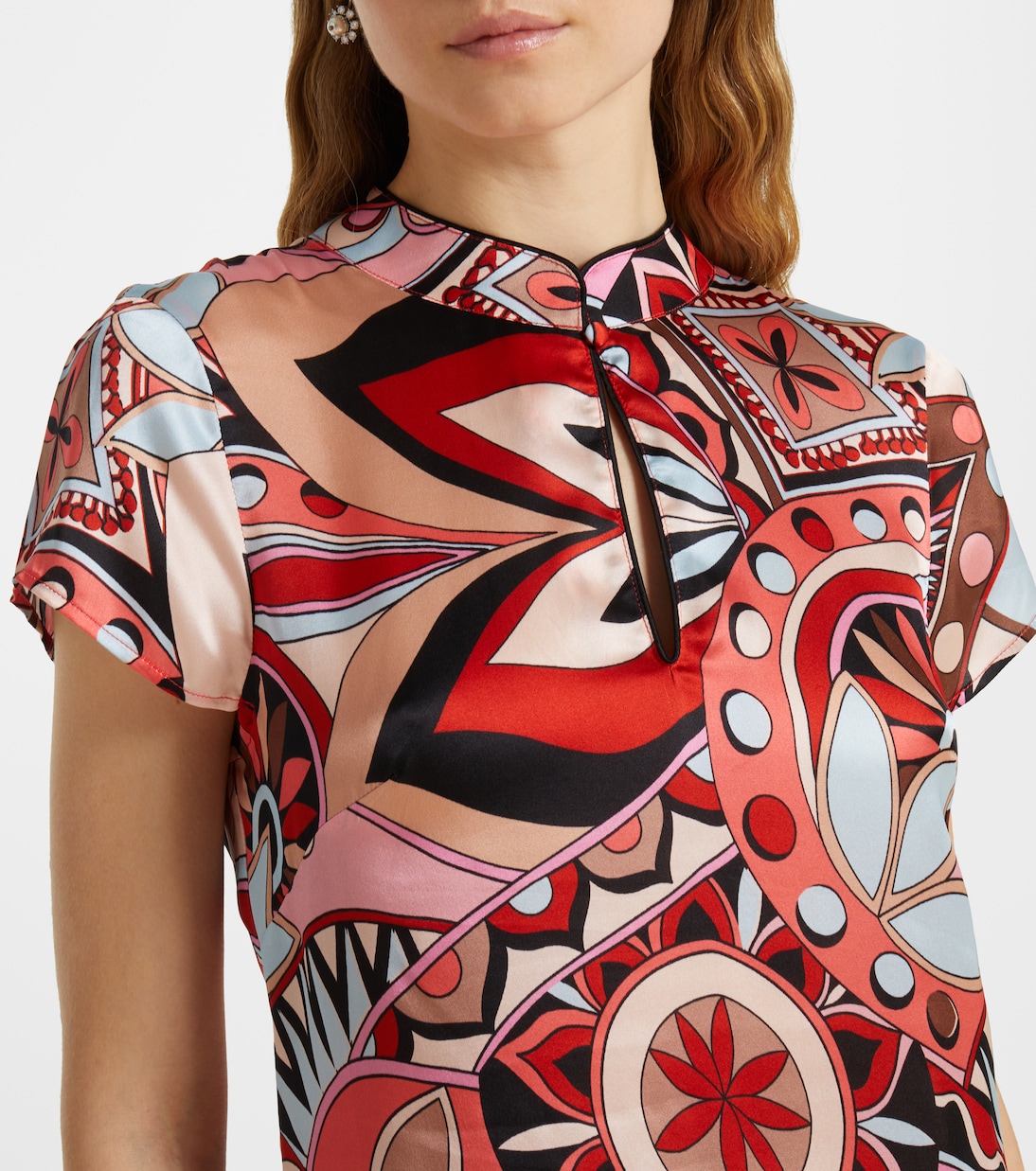 Abito corto in seta con stampa | Rixo