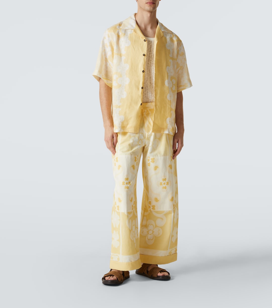 Seaside printed cotton and silk pants | Commas