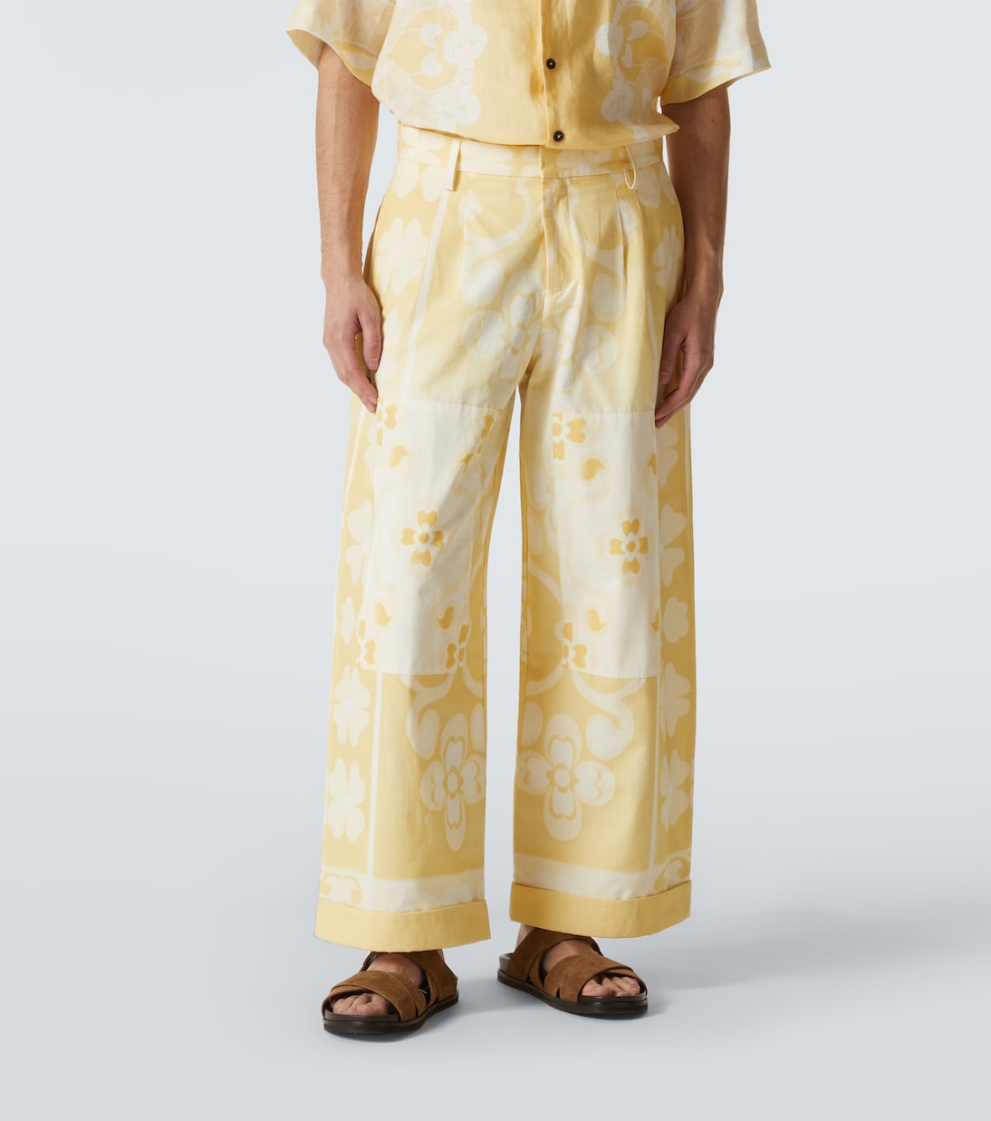 Seaside printed cotton and silk pants | Commas