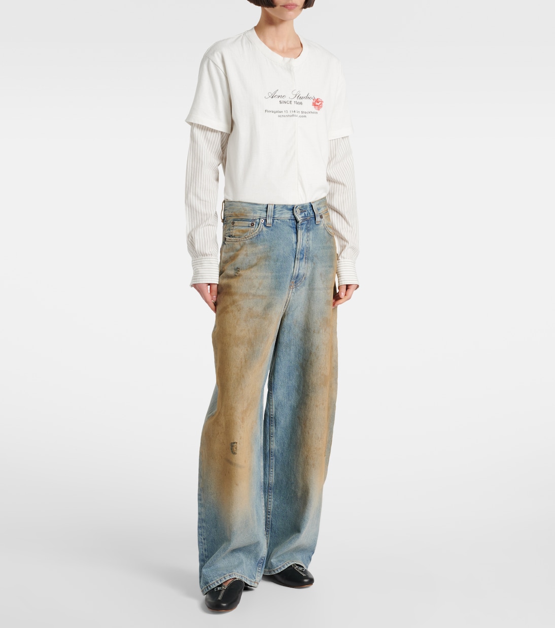 Penicillin distressed mid-rise wide-leg jeans | Acne Studios