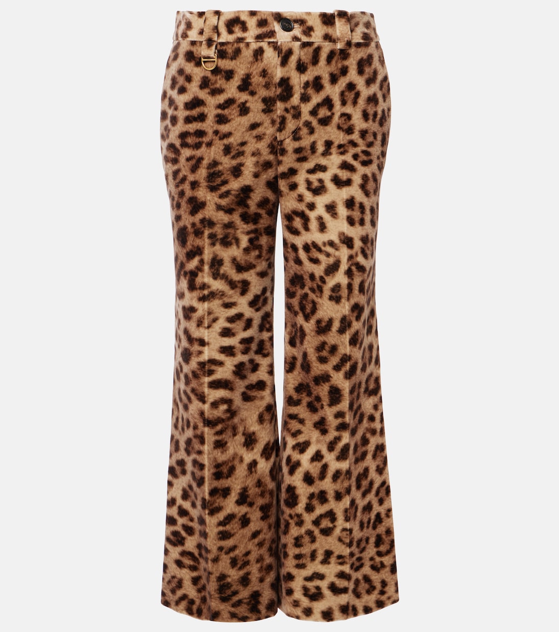 Leopard-print cotton velvet flared pants | Chloé