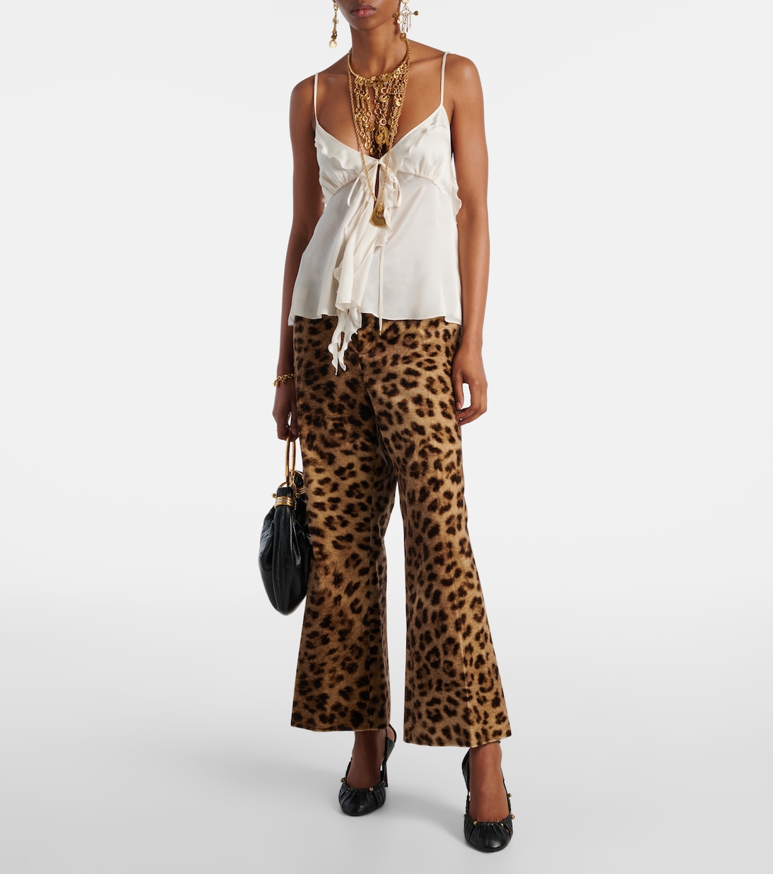 Leopard-print cotton velvet flared pants | Chloé