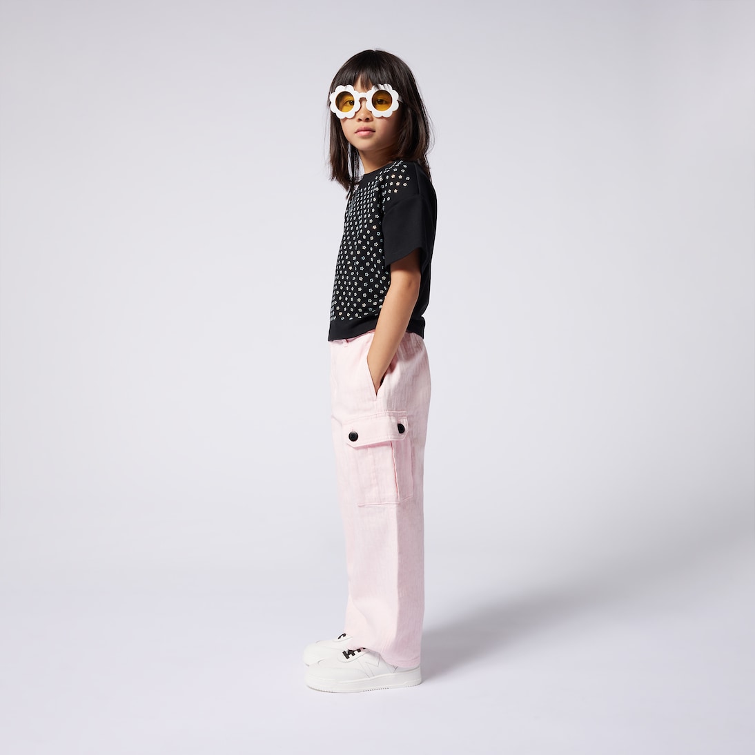 T-shirt en coton à fleurs et ornements | Marc Jacobs Kids