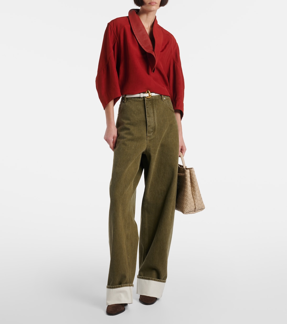 Bluse mit Leder | Bottega Veneta