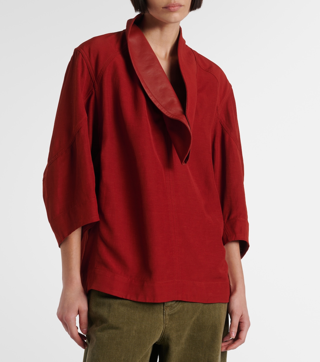 Bluse mit Leder | Bottega Veneta