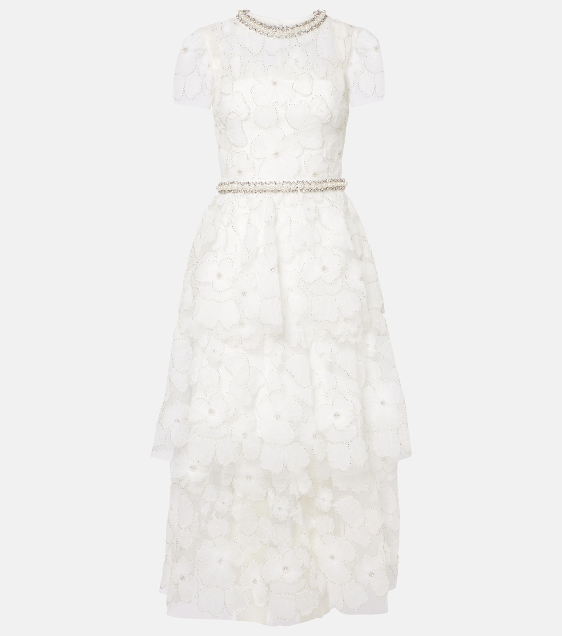 Robe midi de mariée en tulle à perles | Self-Portrait