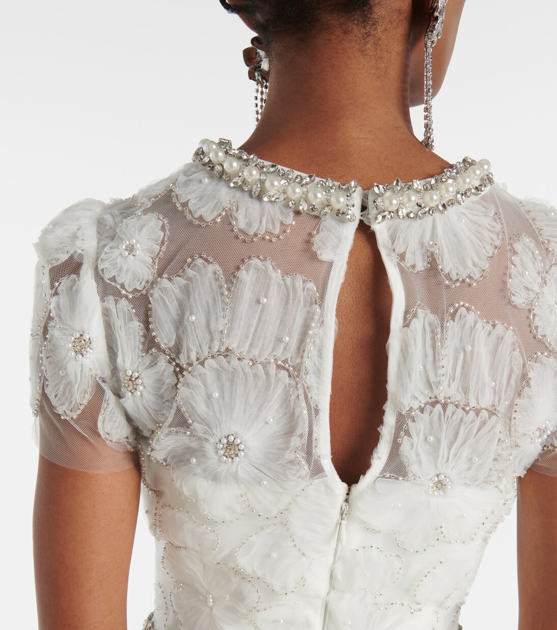 Robe midi de mariée en tulle à perles | Self-Portrait