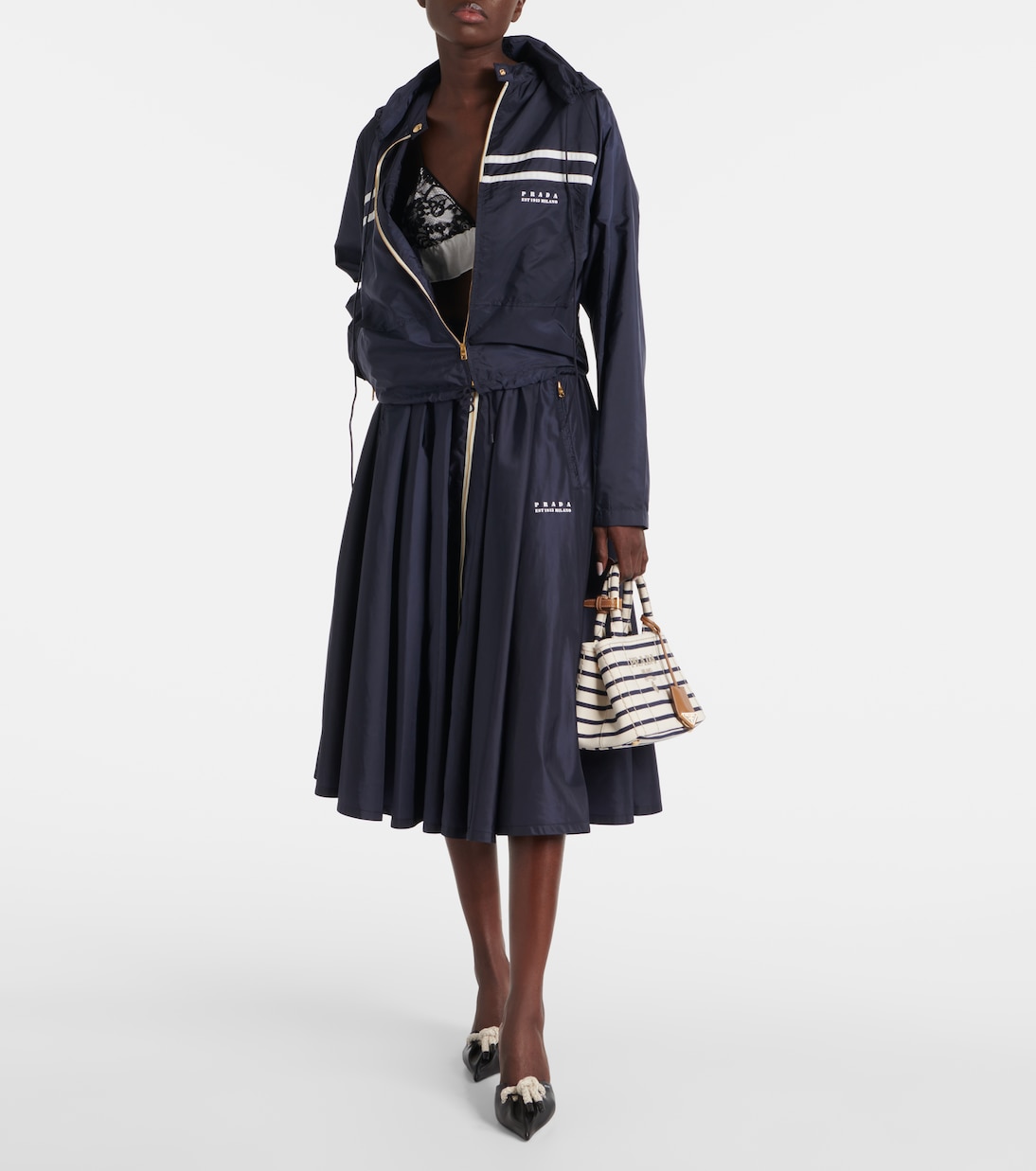 Re-Nylon zip-up midi skirt | Prada