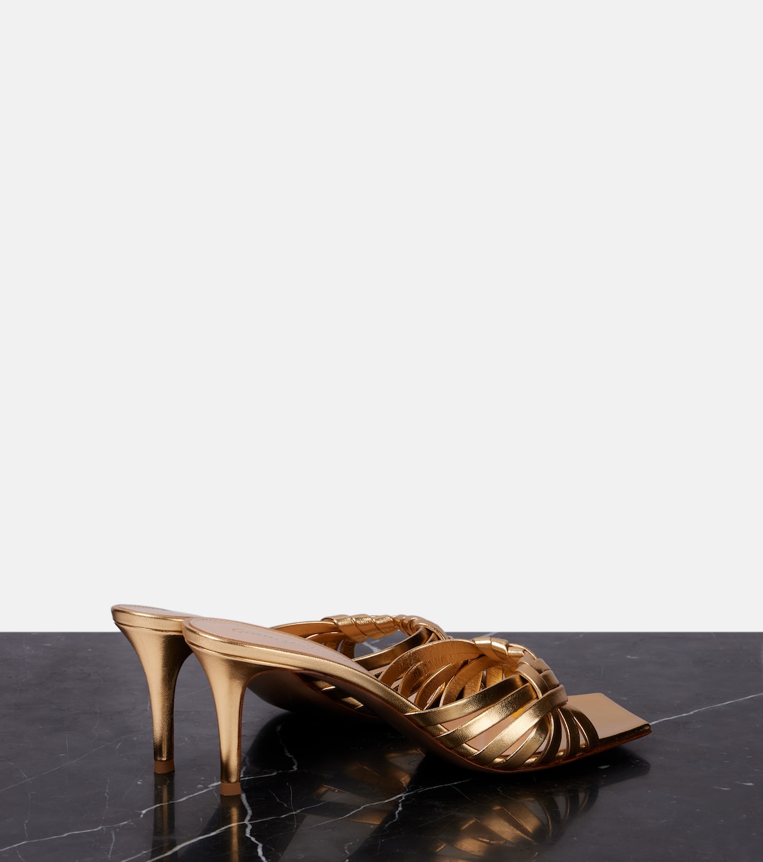 Woven metallic leather mules | Gianvito Rossi