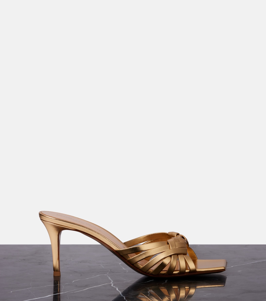 Woven metallic leather mules | Gianvito Rossi