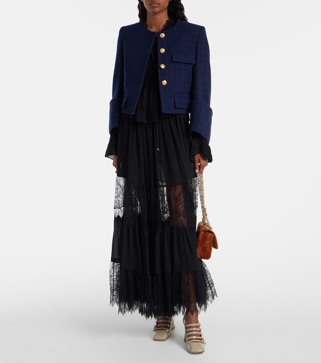 Gathered lace-trimmed silk georgette blouse | Chloé