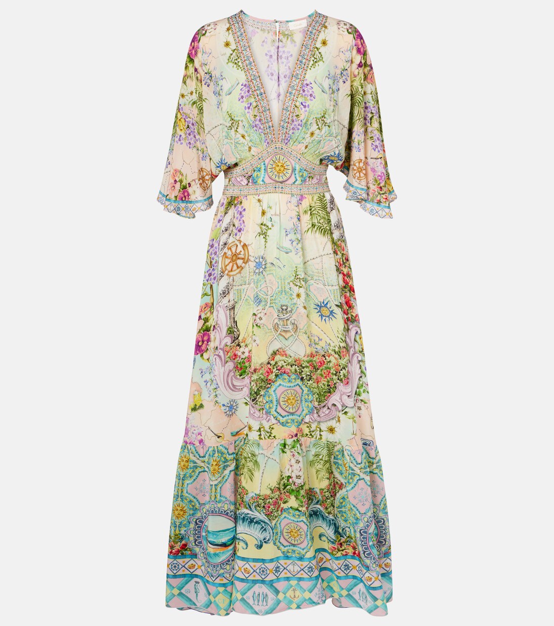 Robe longue Just Coasting en soie à ornements | Camilla