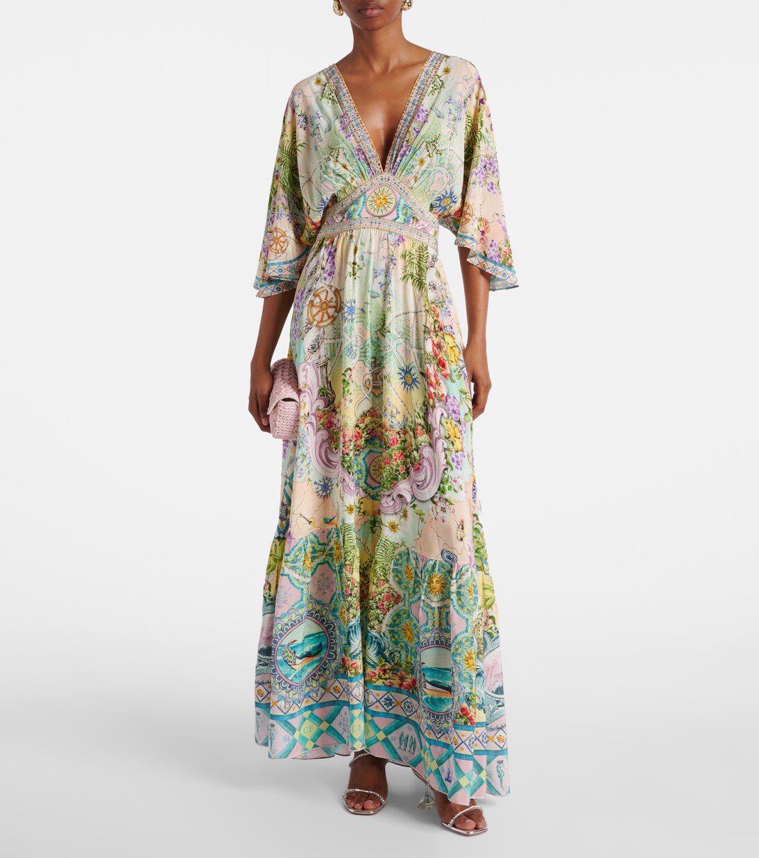 Robe longue Just Coasting en soie à ornements | Camilla