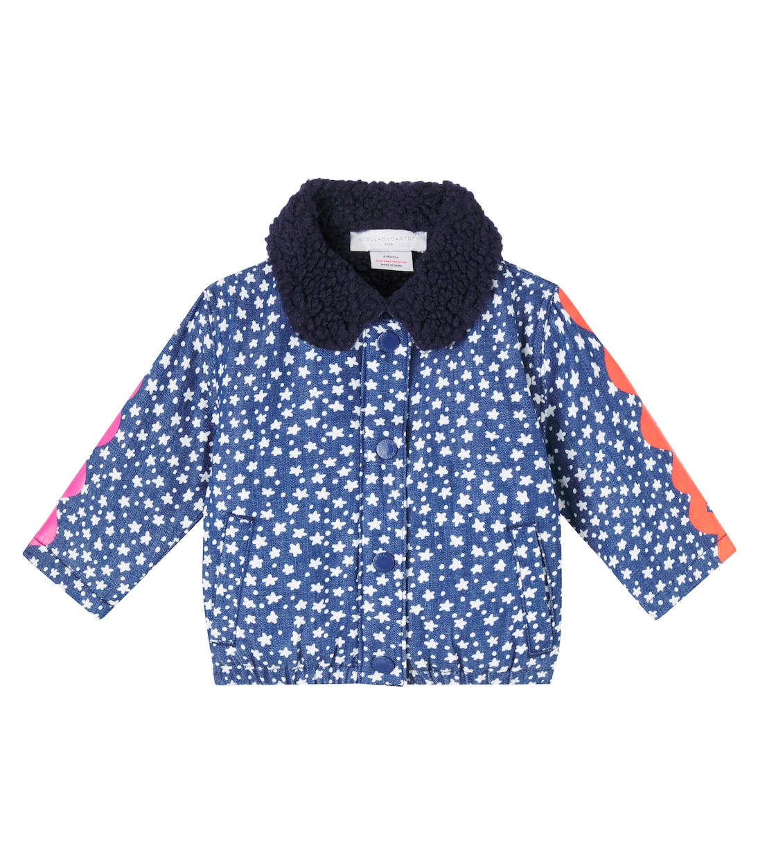 Baby printed teddy-trimmed denim jacket | Stella McCartney Kids