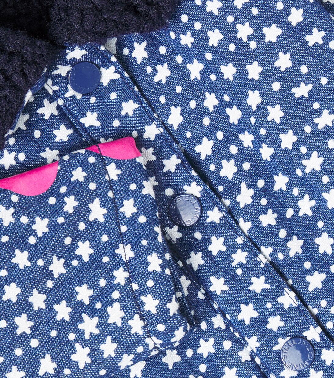 Baby printed teddy-trimmed denim jacket | Stella McCartney Kids