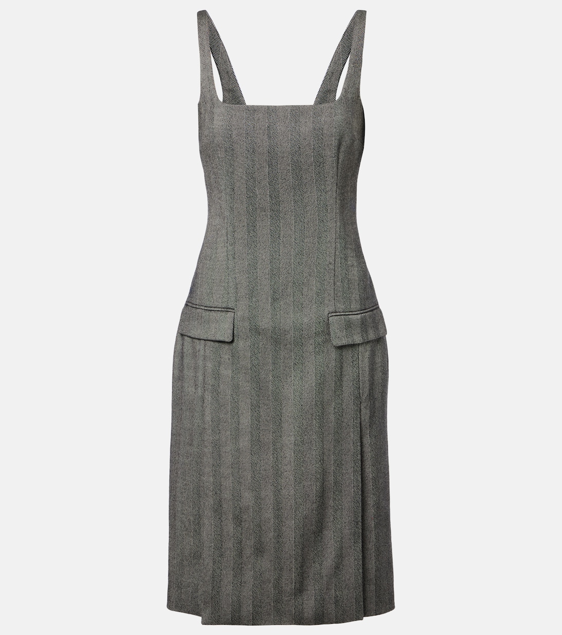 Chevron wool-blend midi dress | Ferragamo