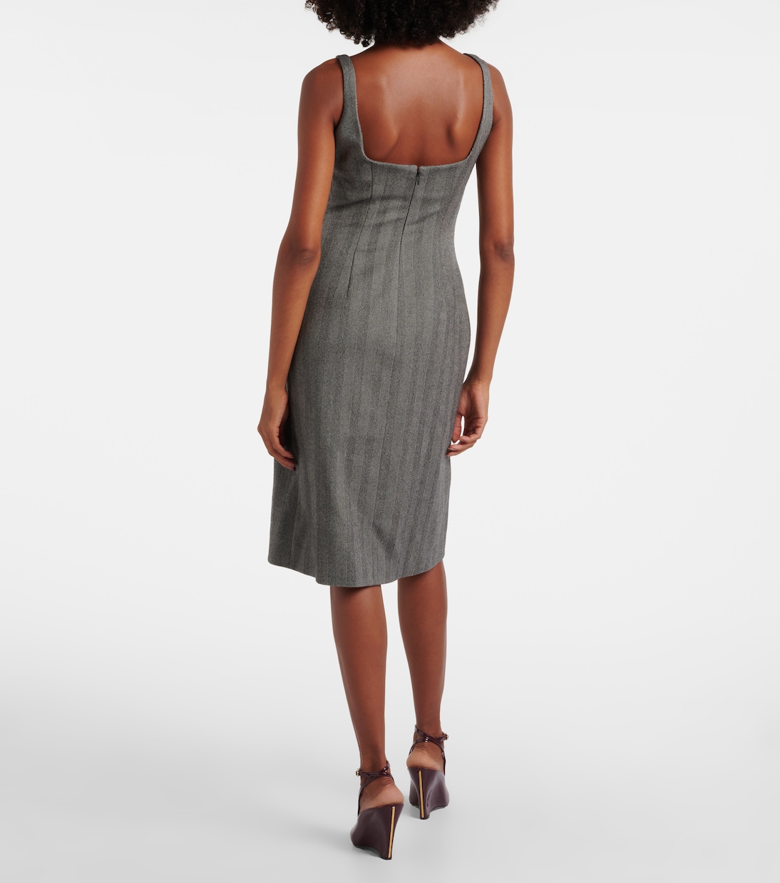 Chevron wool-blend midi dress | Ferragamo