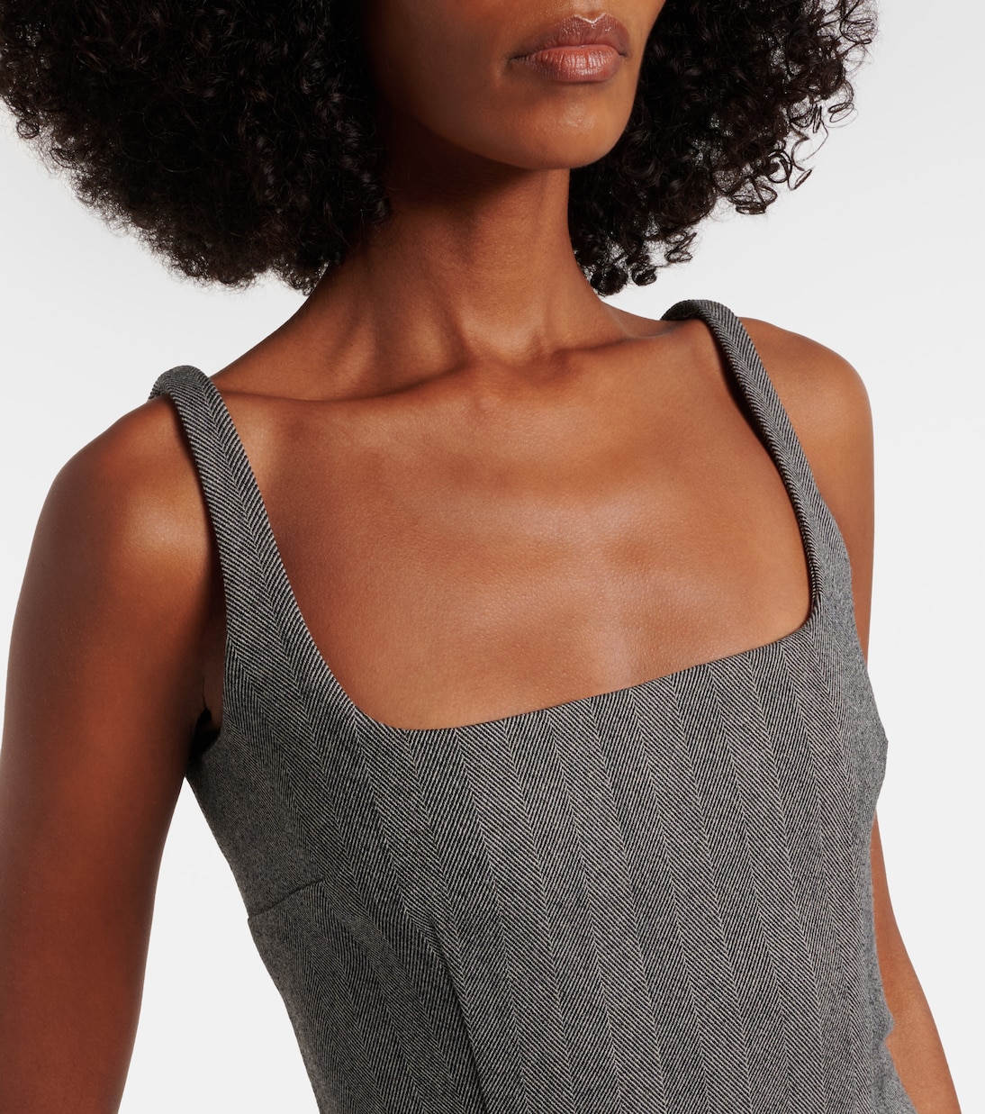 Chevron wool-blend midi dress | Ferragamo