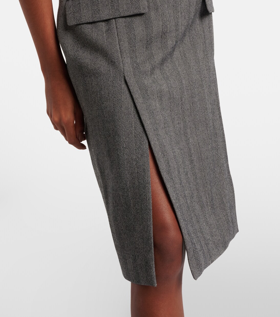 Chevron wool-blend midi dress | Ferragamo