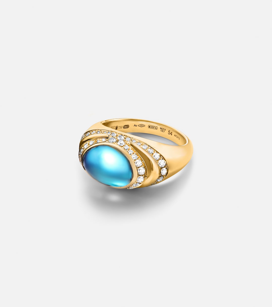 Bvlgari Cabochon 18kt gold ring with topaz and diamonds | Bvlgari