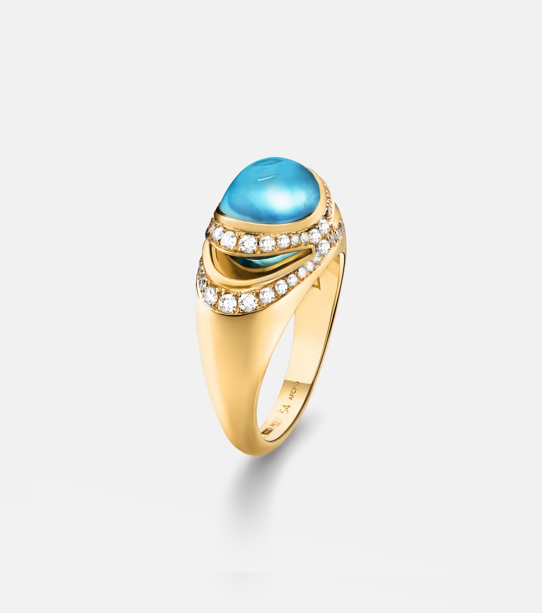 Bvlgari Cabochon 18kt gold ring with topaz and diamonds | Bvlgari