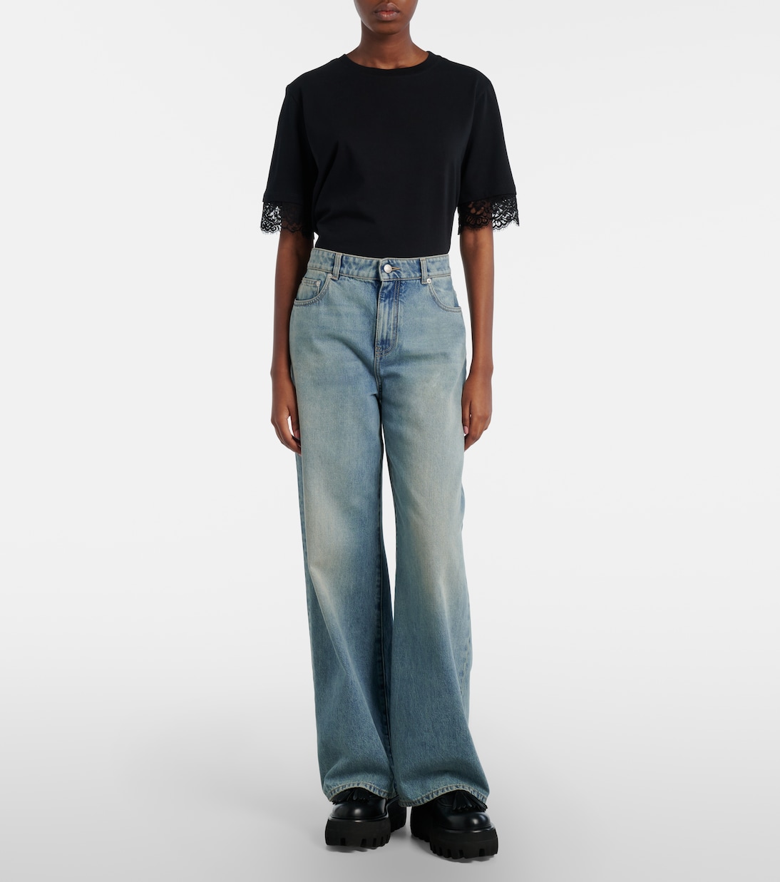 Jeans a gamba larga a vita media | McQueen