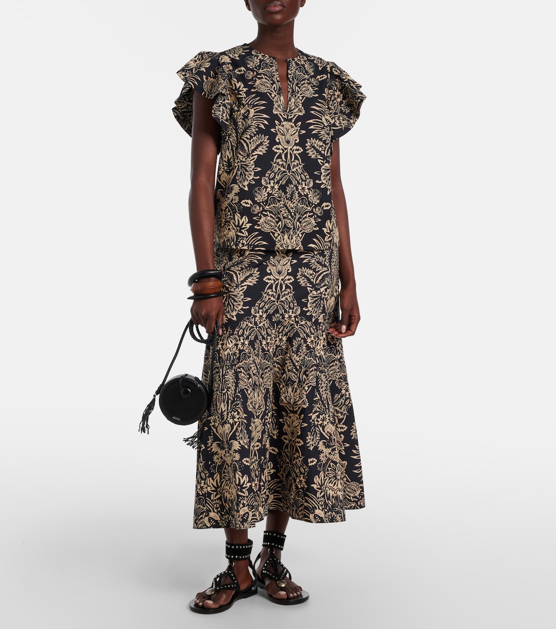 Clarisse printed cotton poplin midi skirt | Ulla Johnson