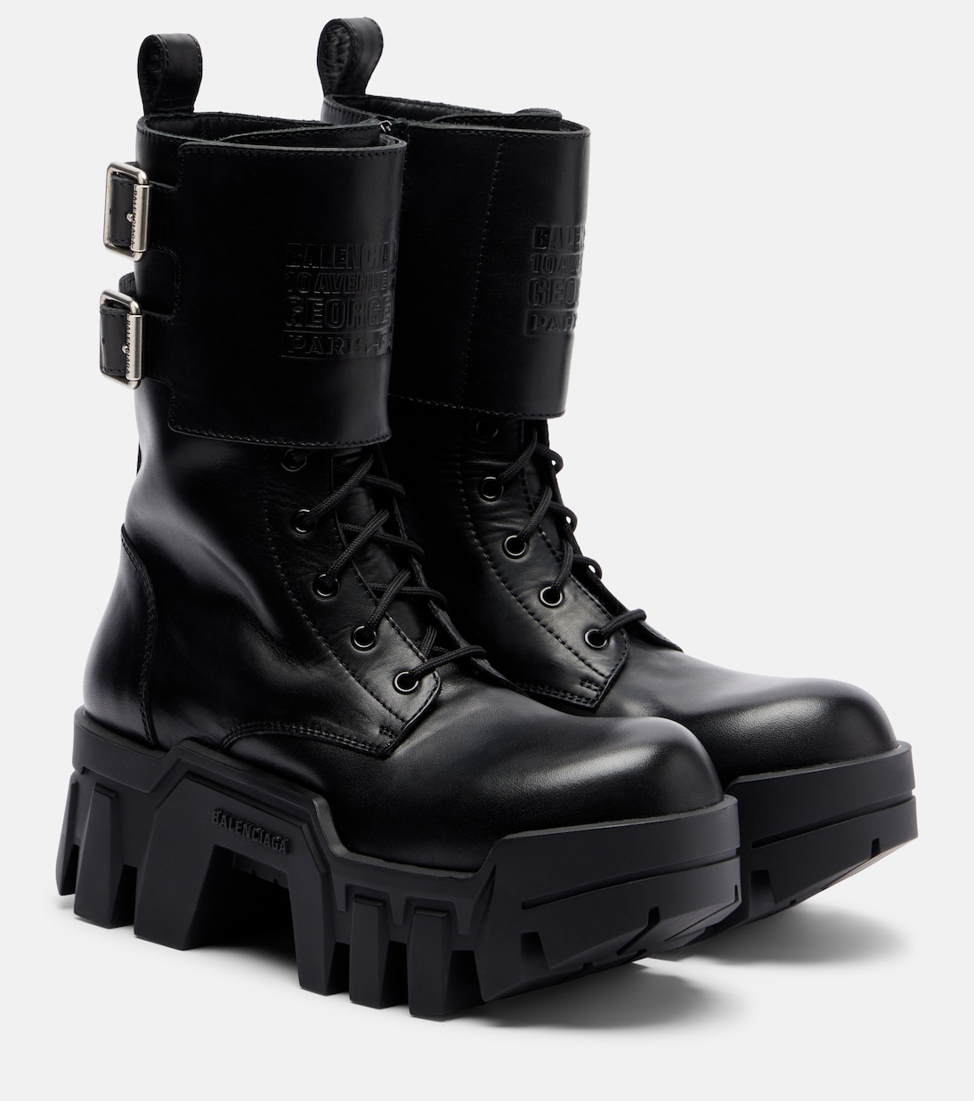 Bulldozer 25 leather platform combat boots | Balenciaga