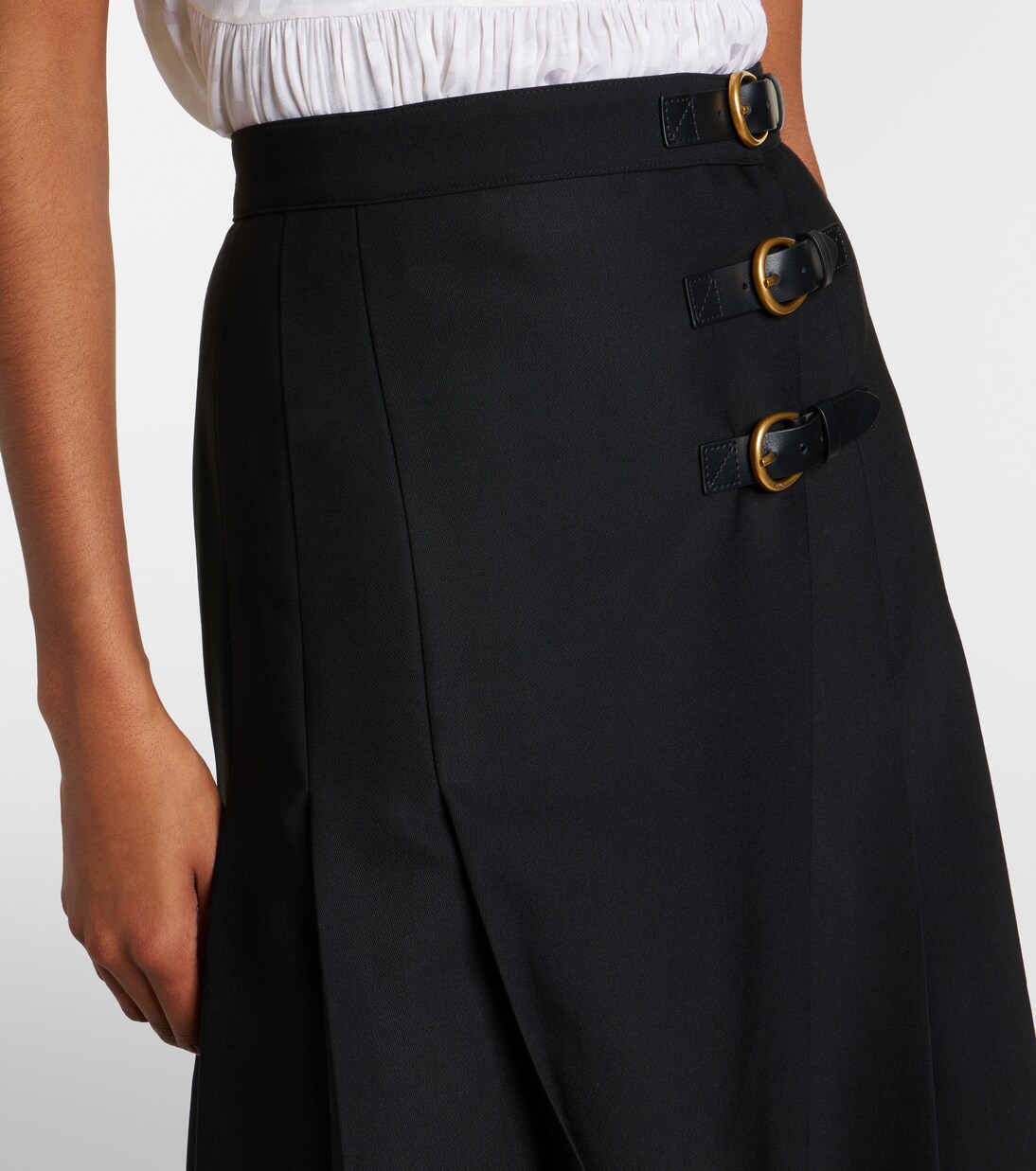 Pleated virgin wool midi skirt | Chloé