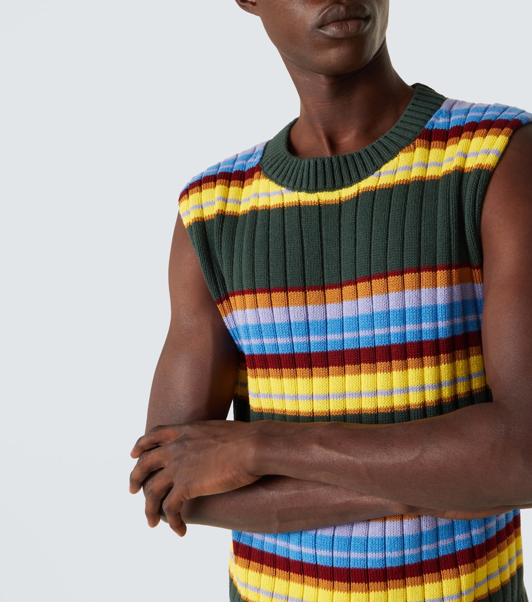 Gilet in cotone e lana a righe | Dries Van Noten