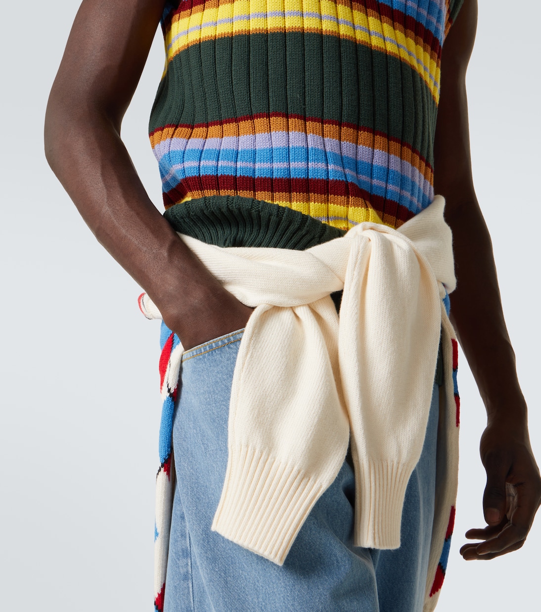 Gilet in cotone e lana a righe | Dries Van Noten
