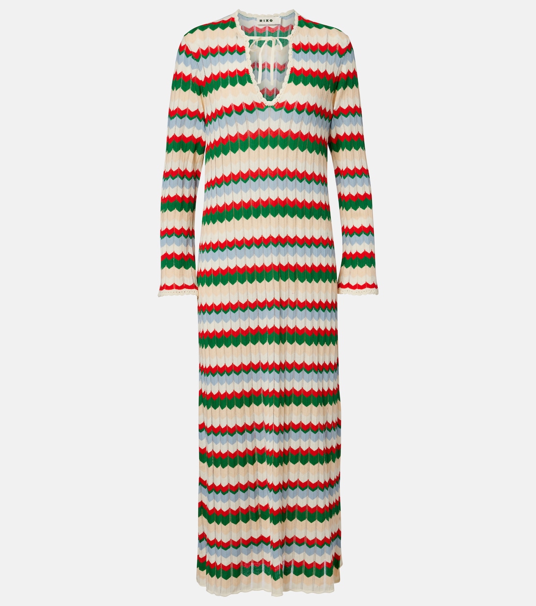 Lucila knitted chevron cotton maxi dress | Rixo